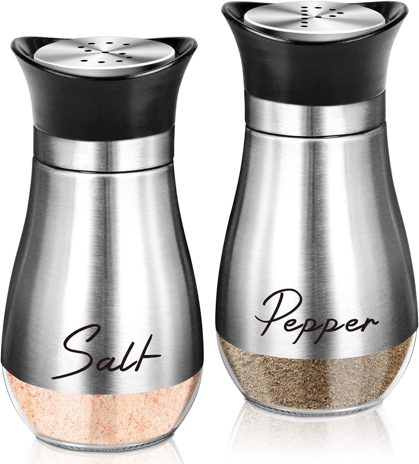 Salt and Pepper Shakers Set,4 oz Glass Bottom Salt Pepper
